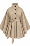 Beige Belted Cape Trench Coat - 3405 - 2