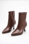 Brown Crocodile Heel Women's Boots - 2