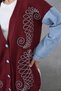 Women's Embroidered Sleeves Denim Knitwear Cardigan Trousers Two-Piece Set - 7