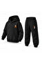 Snoopy Leaf Stack Printed Children's Hooded Tracksuit Set - 3