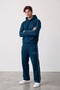 Men's Petrol Blue Always Forward Printed Thin Ribbed Tracksuit Set - 3