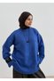 6668 BİSİKLET YAKA BASİC TRİKO KAZAK SAKS MAVİ - 5