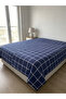 Bella Home White Navy Blue Checkered Double Duvet Cover 200X230 - 4