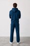 Men's Petrol Blue Always Forward Printed Thin Ribbed Tracksuit Set - 4