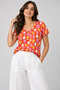 Women's 100% Cotton V-Neck Short Sleeve T-Shirt - Red Demlik