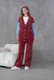 Women's Bead Embroidered Denim Sleeve Knitwear Cardigan Trousers Two-Piece Set - 2