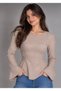 Round Neck, Waist-Tied Linen Blouse (Seasonal, Suitable for 45-65 kg)