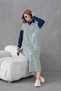 Women's Embroidered Shirt Collar Denim Long Sleeve Knitwear Dress - 6
