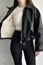 Women's New Season Leather Jacket with Plush Lining and Belt