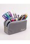 Ultra Luxury A+ Quality Gray Two Zipper Pen Holder Makeup Bag Pencil Case 5360