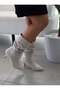 Women's Gina Cream Suede Bellows 6 cm Heeled Pointed Toe Thin Heel Half Length Boots - 5