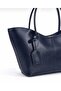 Navy Blue Shk284 Large Volume, Zippered, Oversized, Shopper Shoulder Bag - 2