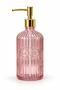 Glassy Decorative Glass Soap Dispenser – Vintage Striped Liquid Soap and Detergent Dispenser with Gold Pump - 21.5 cm X 8 cm - 500 ml - 8