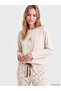 Vizyon New Season Beige Crew Neck Printed Women's Pajama Set - 2