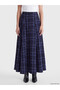 Navy Blue Zippered Plaid A-Line Skirt - 2