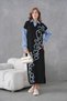 Women's Embroidered Shirt Collar Denim Long Sleeve Knitwear Dress