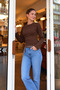 Women's Bitter Brown Side Gathered Detailed Waist-Fitted Blouse - 3
