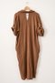 Camel Shirt Collar 3/4 Sleeve Washable Long Back Woven Dress 102 70 - 4