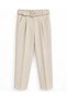 Thick Belted Skinny Leg Fabric Trousers - 2