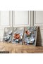 Textured Appearance White Orange Flower 3 Piece Wooden Framed Painting Act - 2