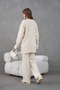Women's Bead Embroidered Knitwear Cardigan Wide Leg Pants Two-Piece Set - 6