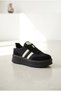 Women's Double Striped Platform Sole Sneaker with Suede Detail, Lace-Up Comfortable Walking and Casual Sports Shoes, Thick Sole Sneaker - 2