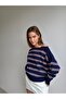 Off shoulder striped knit sweater