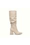 Zri̇nx-2002 Premium Beige Bellows Thick Heeled Women's Boots 7 cm - 2