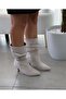 Women's Gina Cream Suede Bellows 6 cm Heeled Pointed Toe Thin Heel Half Length Boots - 6