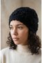 Hand Knitted Black Women's Beanie Crochet Floral Motif Bohemian Winter Hat - Vintage Style Soft Knitted Beanie Model - 6
