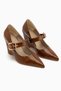 Jody Brown Buckle Detailed Pointed Toe Women's Heeled Shoes - 4