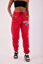 Women's Red Harvard Basic Jogger Pants - 3