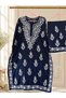 Blue Chikankari Embroidered Kurti Set - CHK1005 | Blue-Size:XL-42-Inches - 3