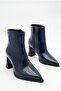 Women's Special Design Short Boots with Striped Heels, Pointed Toe, Zippered Women's Short Boots - 7