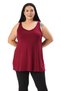 Plus Size V-Neck Flared Cut Long Burgundy Blouse