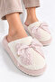 Women's Plush, Bowknot, Soft Sole Winter House Slippers