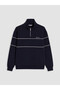 Vizyon New Season Navy Blue Stand Collar Printed Men's Thick Sweatshirt
