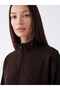 Vizyon New Season Brown Leopard Patterned Soft Touch Women's Zippered Sweatshirt - 3