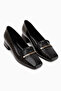 Verna Black Patent Leather Crocodile Detailed Women's Heeled Shoes - 3
