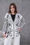 Women's Embroidered Sleeve Striped Knitwear Cardigan Pants Two-Piece Set - 4