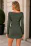 Women's Boat Neck Long Sleeve Asymmetrical Cut Modern Design Elegant Comfortable Combinable Casual Khaki Tunic - 3