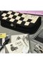Black and White Checkered Canvas Pen Holder / Large Capacity Pencil Case with Zipper - 6