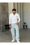 Henley Collar Ribbed Long Sleeve m - White - 5
