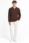 Polo Collar Zippered Long Sleeve Men's Sweater 102101