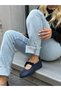 Navy Blue Leather (Soley) Lace Detail Women's Sports Shoes