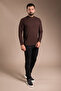 Men's Brown Half-Neck Soft Sweatshirt - 2
