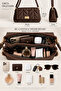 Women's Gold Chain and Buckle Detailed Brown Quilted Strap Adjustable Shiny Surface Stylish Daily Bag with Double Interior Compartments and Lining - 4