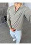 Henley Collar Ribbed Long Sleeve m - Çağla - 4
