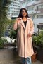 Women's Long Cashmere Coat with Lined Pockets Winter Cashmere Coat |   Hijab Belted Buttoned Plus Size Coat