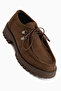 Trudy Brown Suede Lace-Up Thick Sole Women's Loafer